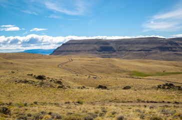 Patagonian mountains landscape and copy space
