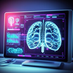 Medical technology diagnose and examine patient brain with intelligence software, generative ai