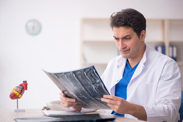 Young male doctor radiologist working in the clinic