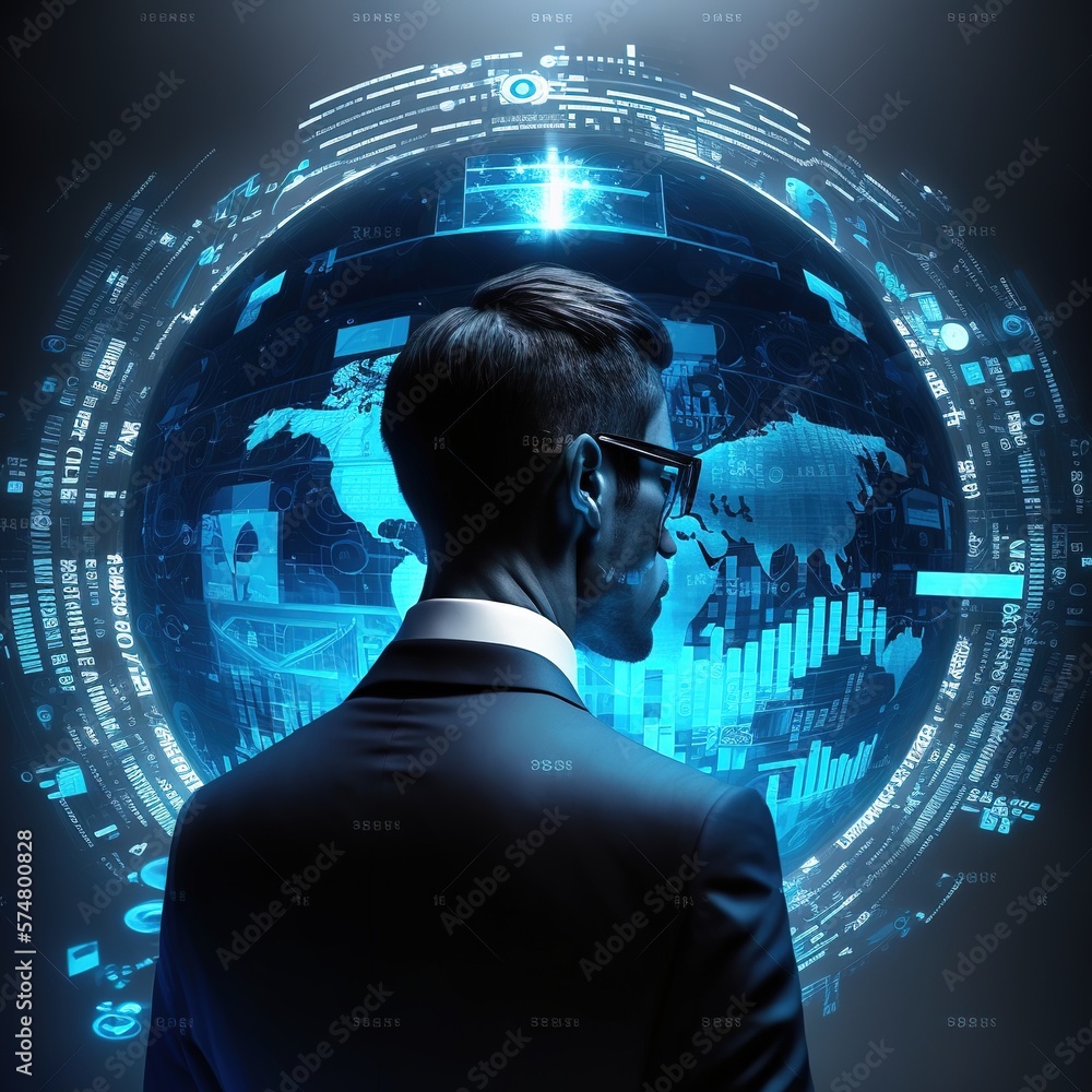 Poster global digital network and data customer connection, social network and data exchange of technology,