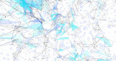 Image of network of connections over bubbles on white background
