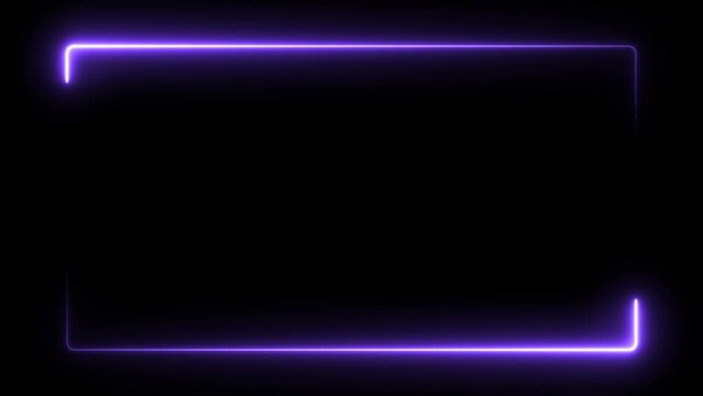 Neon glowing frame background. Lasers are blue. repetitive motion animation, with neon lights shrinking and expanding. isolated on black. 4K graphic animation video