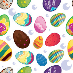Seamless pattern background with easter eggs icons Vector