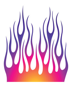 Sports car hood flame decal vinyl sticker graphic. Racing car tribal fire flames vector eps file. Vehicle decoration for car top, hood, bonnet.