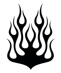 Flame sports car hood airbrush stencil and tattoo art. Racing car bonnet fire flames silhouette vinyl sticker vector art graphic.