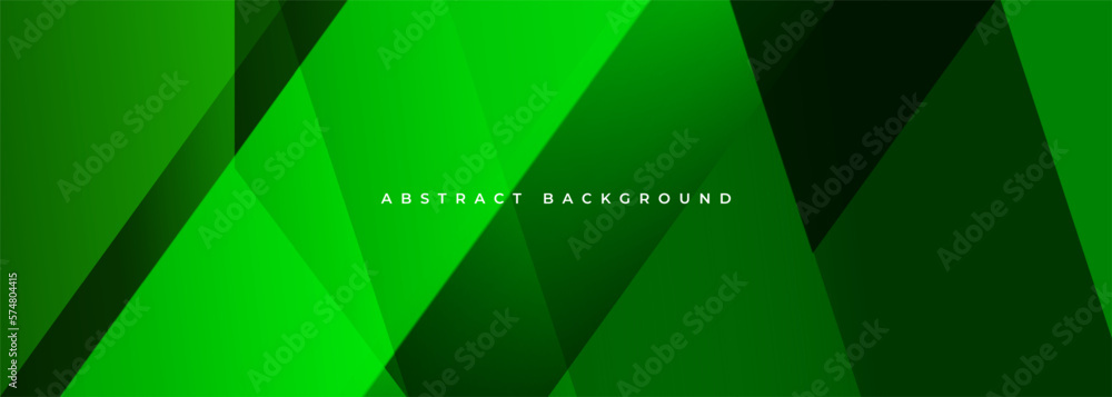 Poster green modern abstract wide banner with geometric shapes. dark green abstract background. vector illu