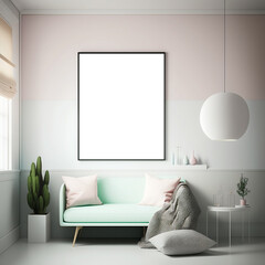 Minimalist Pastel Frame Mockup Room with Emphasis on Centerpiece Frame