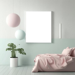 Minimalist Pastel Frame Mockup Room with Emphasis on Centerpiece Frame