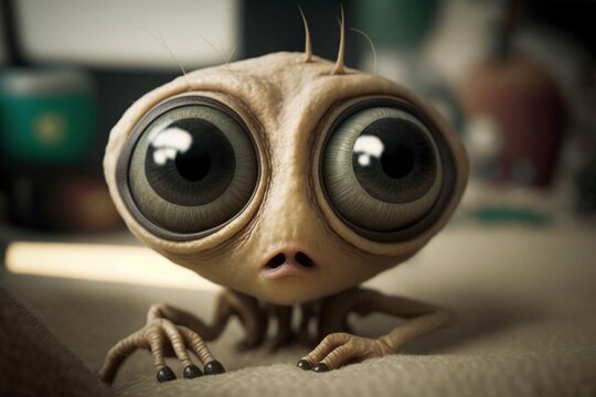 illustration, scary aliens with big eyes, ai generative
