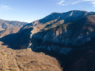 Aerial view of Rhodope mountain near Village of Yugovo, Bulgaria