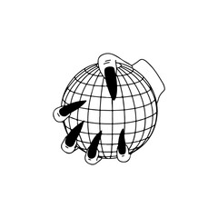 vector illustration of a hand holding a globe
