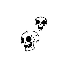 vector illustration of two doodle skulls