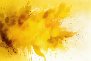 Yellow Watercolor Background, Brush Strokes, Texture Illustration, Generative AI