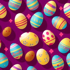 Fototapeta na wymiar Seamless easter theme pattern, colorful easter eggs. Generative AI