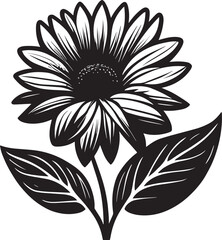 Fototapeta na wymiar Flower Logo Monochrome Design Style 