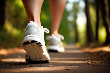 Fototapeta na wymiar Feet jogging on a beautiful day (AI Generated)