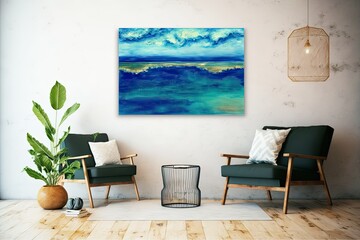 Ambient artwork featuring abstract landscapes. Seascape Today's artistic expression. Ocean oil painting. Oil painting feel Aesthetics of the present day. Generative AI