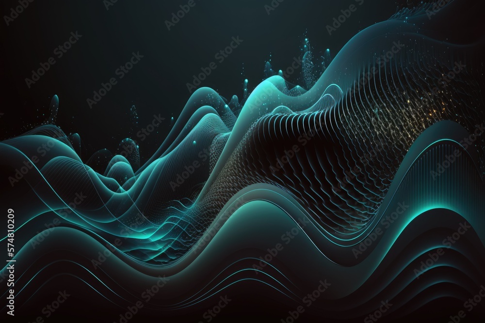 Poster cyberpunk inspired abstract wave mesh. generative ai