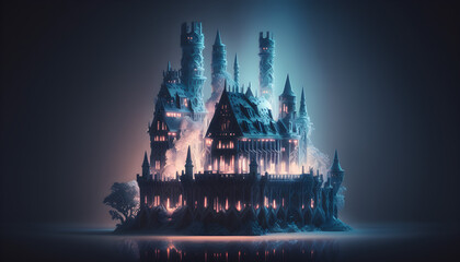 Fototapeta premium Magic castle made of crystal illustration