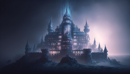 Magic castle made of crystal illustration