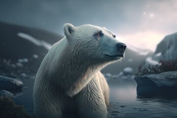 Obraz na płótnie Canvas Polar Bear in the Antarctica, generative AI