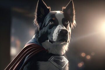 Superhero dog with armor, generative AI