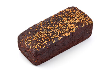 Rye bread with seeds, isolated on white background.