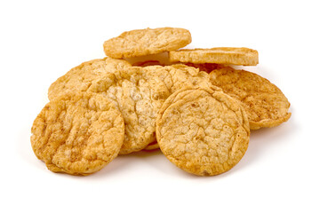 Heap of corn chips, isolated on white background.