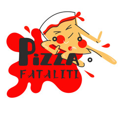 pizza, karate kick on ketchup red spot