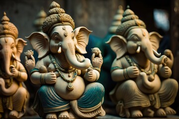 Lord Ganesha statues, Ganesha festivals, India. Generative AI