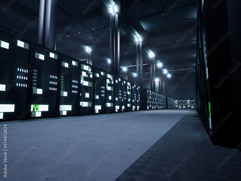 Poster professional web storage space with cyber security data, artificial intelligence hardware used for o