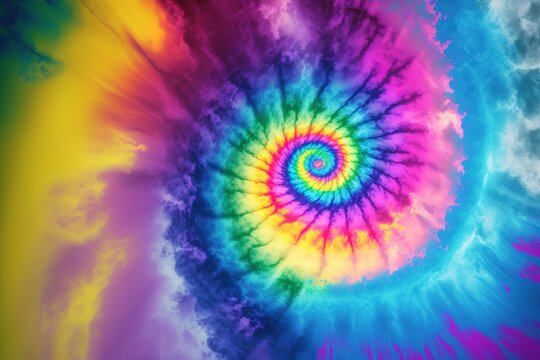 Colorful swirl tie dye design. Generative AI illustration