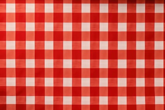Gingham red tablecloth background. Generative AI illustration