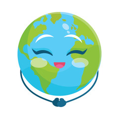 Isolated happy cute earth globe character Vector