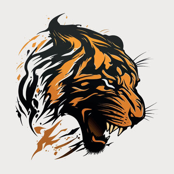 tiger head vector, illustration of a tiger head in vectorial, tiger logo