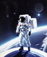 photo of an astronaut in an astronaut suit in space