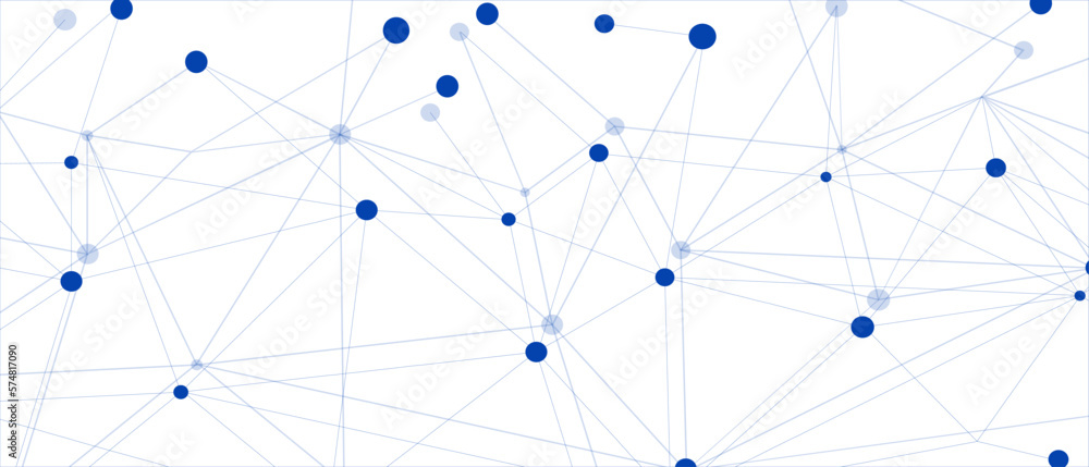 Wall mural navy blue network. abstract connection on white background. network technology background with dots 