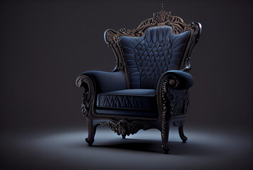 luxury navy blue armchair, isolated, generative ai