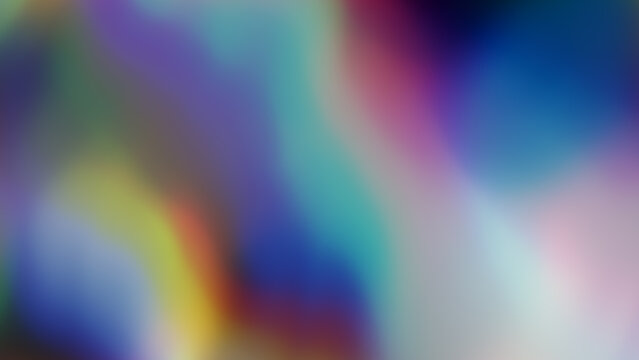 Light leaks and lens flare gradient blur background texture. Abstract 8k 16:9 holographic multicolor rainbow prism haze photo overlay for a trendy nostalgic atmospheric vintage de-focused glow effect
