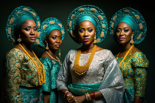 Generative AI. women in traditional Nigerian attire