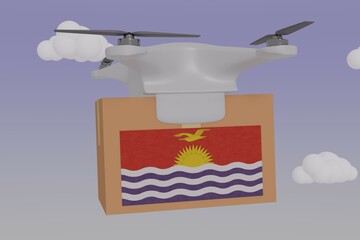 Drone Delivering a Package With the Flag of  - Kiribati