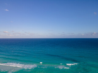 Fototapeta na wymiar Aerial View of Caribbean Ocean, Cancun, Mexico