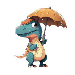 Obraz premium Rainy Dino! Bring some fun and joy to your home with this cute illustration