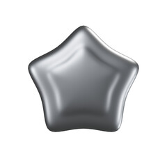 y2k star, rounded star decoration, metallic metal silver trinket, 2000s aesthetic concept, rounded corners on white background 3D