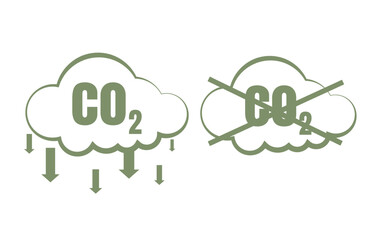Carbon dioxide reduction symbol and no carbon emissions. The concept of preventing global warming and greenhouse gases. Campaign Net Zero. Reduce green cloud CO2.