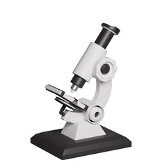 Microscope 3D illustration. Laboratory analysis tool isolated on transparent background