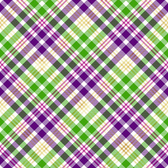 Mardi Gras Plaid Seamless Pattern - Colorful repeating pattern design - 574822023