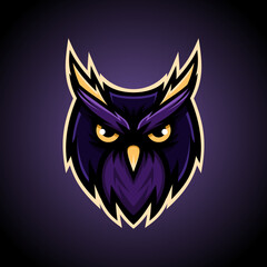 Owl Head Mascot Logo - Animals Mascot E-sport Logo, Vector Illustration Design Concept