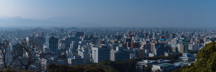 日本　愛媛県松山市の松山城から見える市街地