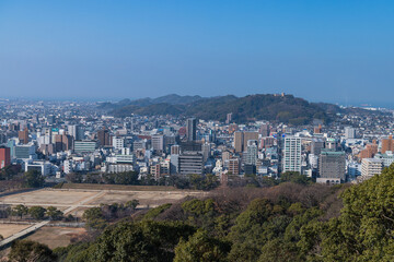 日本　愛媛県松山市の松山城から見える市街地